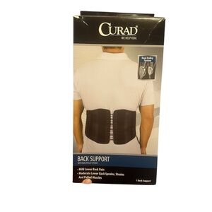 Curad Black Brace Lower Back Support Corset Closure